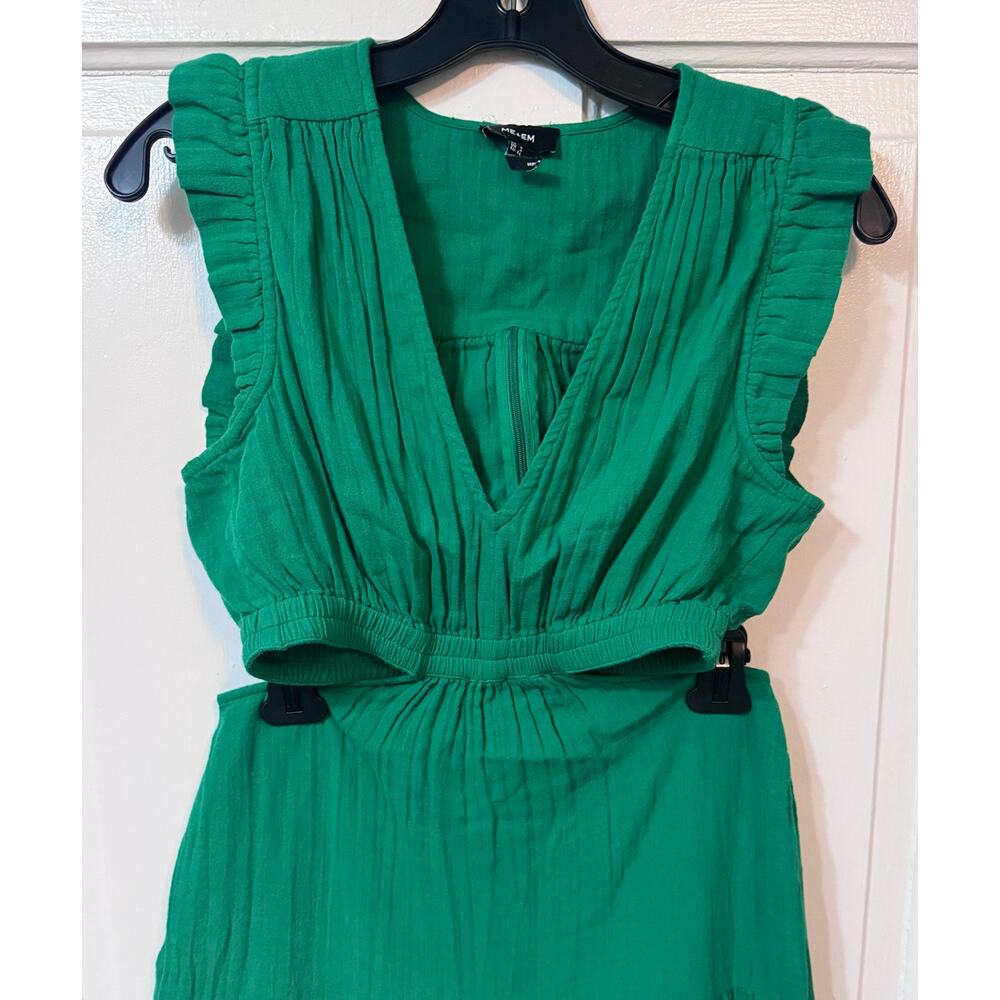 ME+EM Emerald Green Maxi Dress with V-Neck and Cutout Waist - Picture 9 of 16